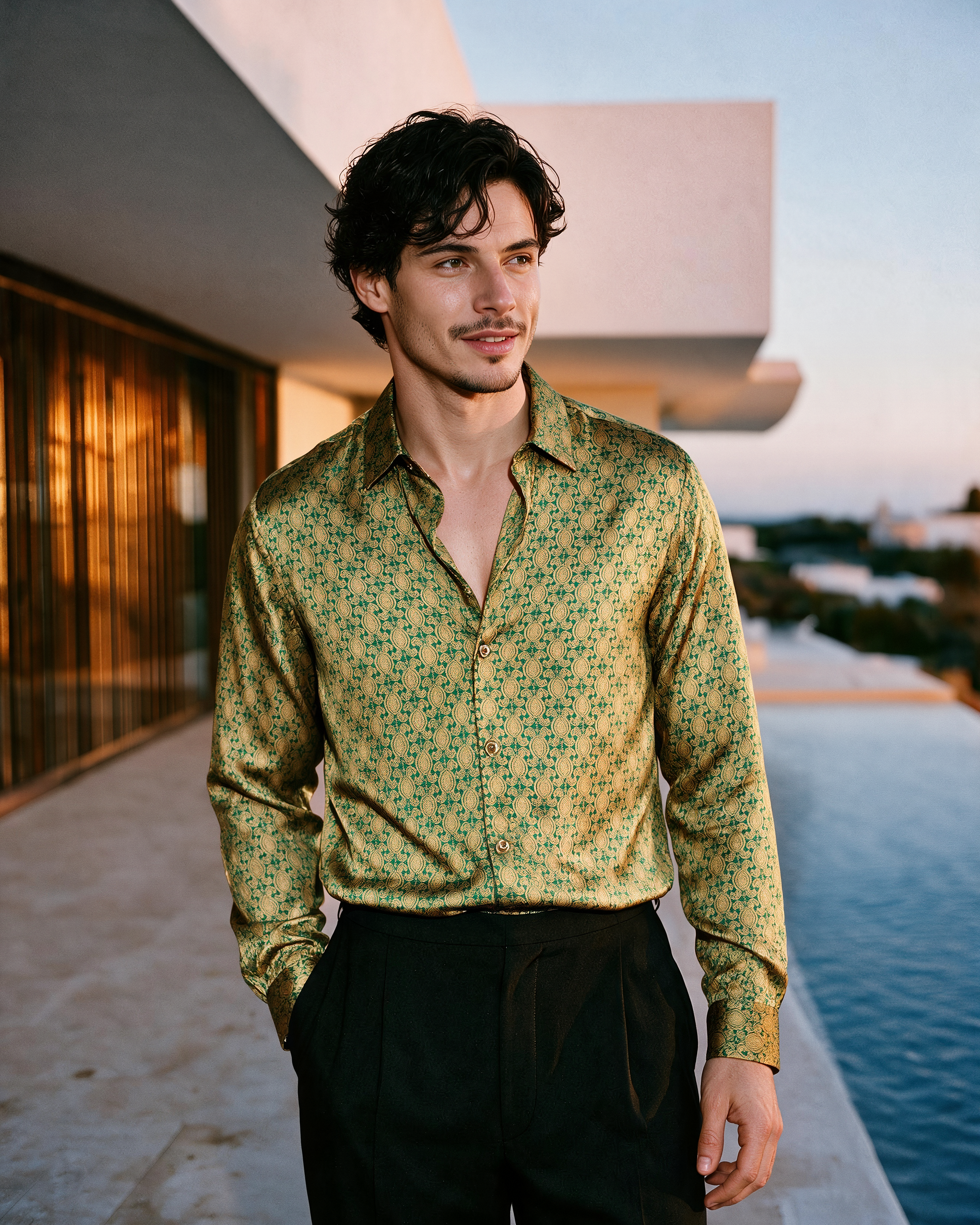 Kanz Silk Shirt - Emerald